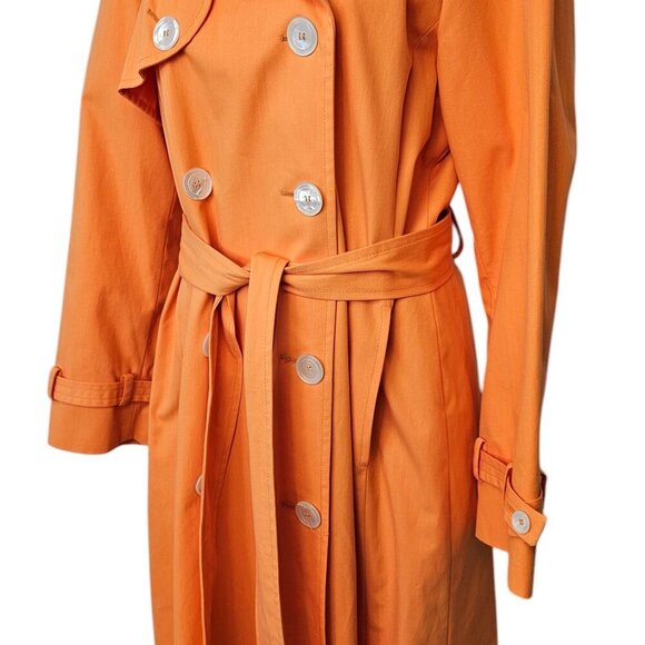 RIANI Womens Longline Trench Double Breasted Belted Jacket Orange Size 38/US 8 - Picture 7 of 11